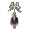 Symbolic Love: Victorian Garnet Heart with Diamond-Encrusted Bow Pendant